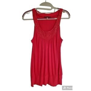 Women's Cable & Gauge Pink Beaded Tank Top | Size Small